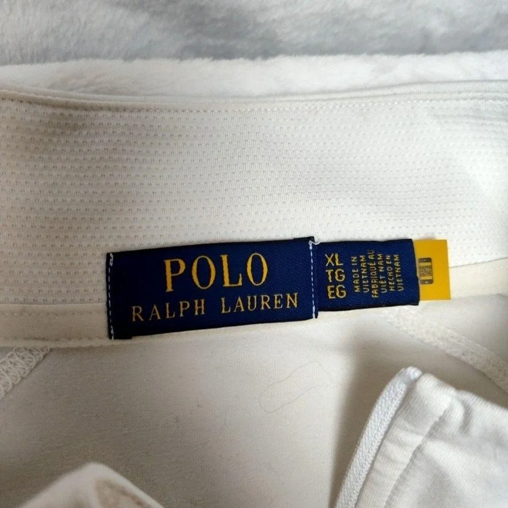 Polo Ralph Lauren Pullover‎ Mens XL White US Open Golf Mock Neck 1/4 Zip Tennis